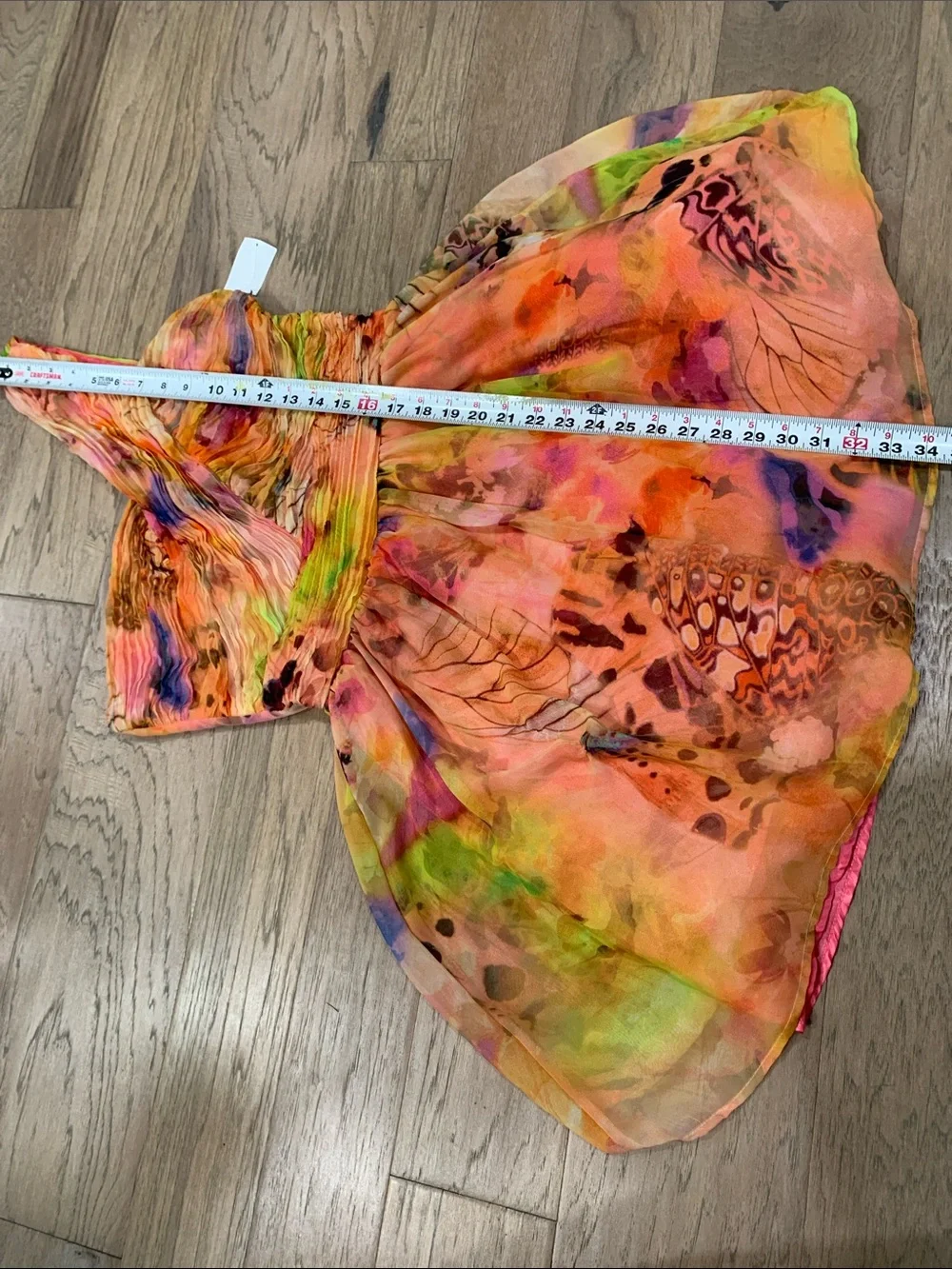 NWT Charlotte Russe One-Shoulder Multicolor Watercolor Print Dress Size 10 - Picture 9 of 10